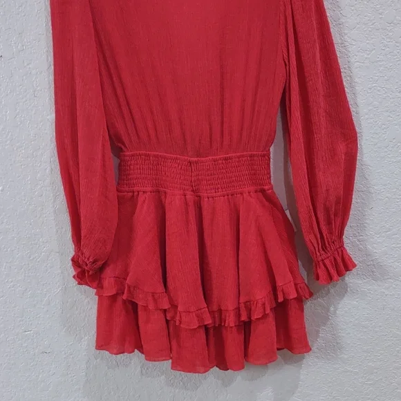 Hello Molly Vibrant Red Ruffle Dress - Picture 10 of 17
